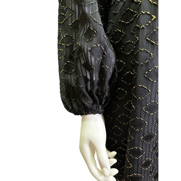 Amanda Uprichard Black Metallic Geometric Mini Dress With Tie Front Size S EUC - Picture 3 of 7